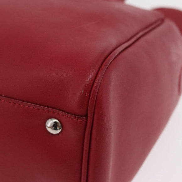 Salvatore Ferragamo Hand Bag Leather 2way Red Silver Auth bs37733