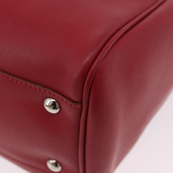 Salvatore Ferragamo Hand Bag Leather 2way Red Silver Auth bs37733