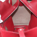 Salvatore Ferragamo Hand Bag Leather 2way Red Silver Auth bs37733-27
