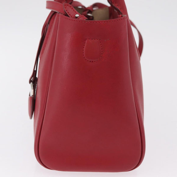 Salvatore Ferragamo Hand Bag Leather 2way Red Silver Auth bs37733