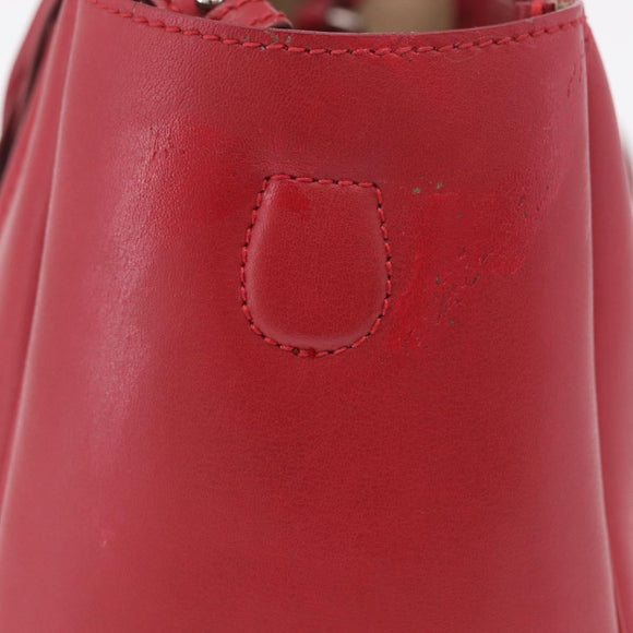 Salvatore Ferragamo Hand Bag Leather 2way Red Silver Auth bs37733