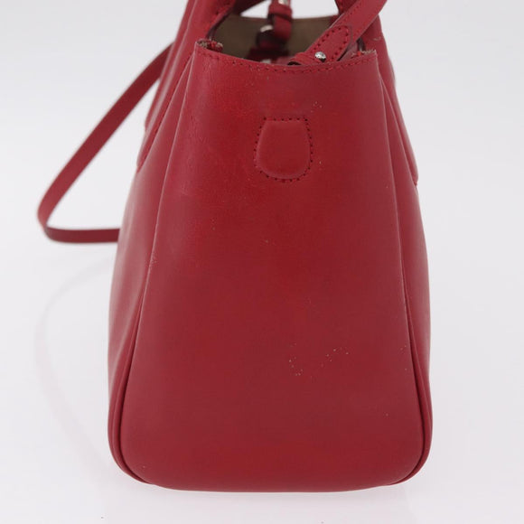 Salvatore Ferragamo Hand Bag Leather 2way Red Silver Auth bs37733