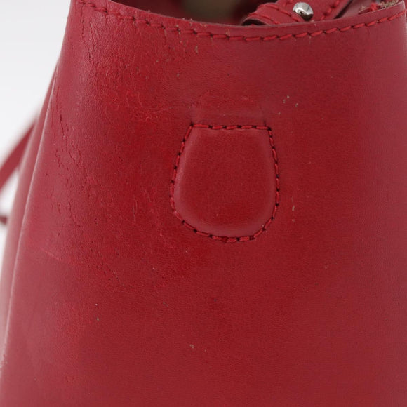 Salvatore Ferragamo Hand Bag Leather 2way Red Silver Auth bs37733