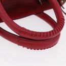 Salvatore Ferragamo Hand Bag Leather 2way Red Silver Auth bs37733-8