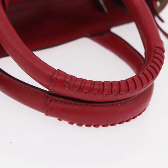 Salvatore Ferragamo Hand Bag Leather 2way Red Silver Auth bs37733