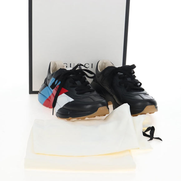 GUCCI Lighton Webprint Sneakers 5 Black Auth bs37734M