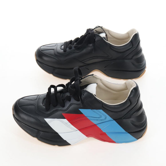 GUCCI Lighton Webprint Sneakers 5 Black Auth bs37734M