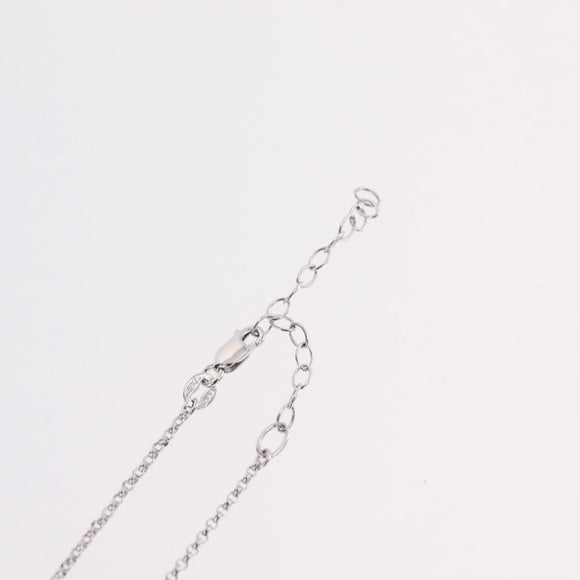 CHANEL Camelia Necklace metal Silver CC Auth bs37737