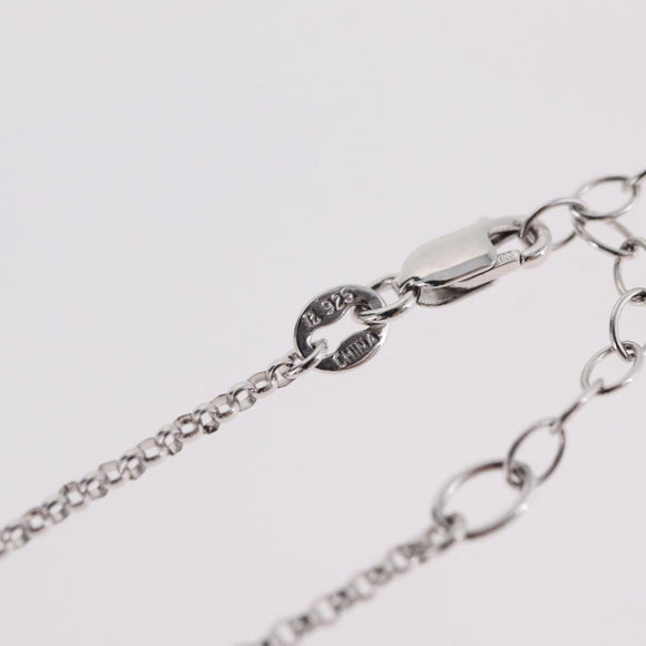 CHANEL Camelia Necklace metal Silver CC Auth bs37737