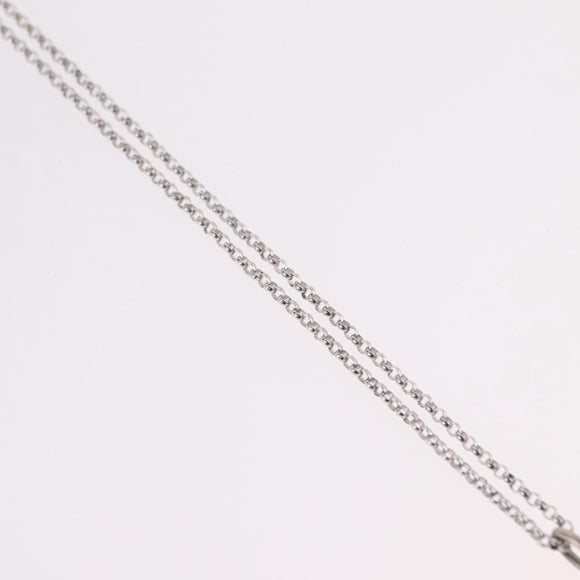 CHANEL Camelia Necklace metal Silver CC Auth bs37737