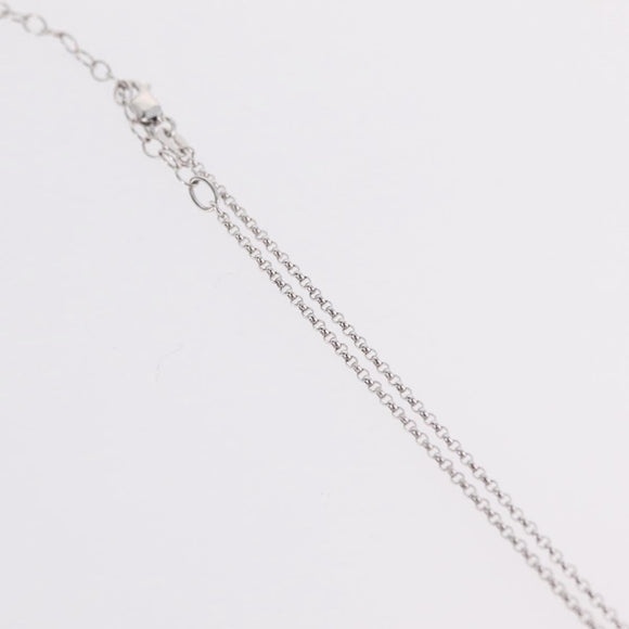 CHANEL Camelia Necklace metal Silver CC Auth bs37737