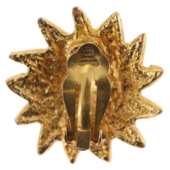 CHANEL Earring metal Gold CC Auth bs37738M