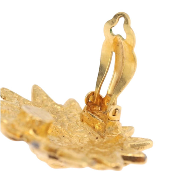 CHANEL Earring metal Gold CC Auth bs37738M