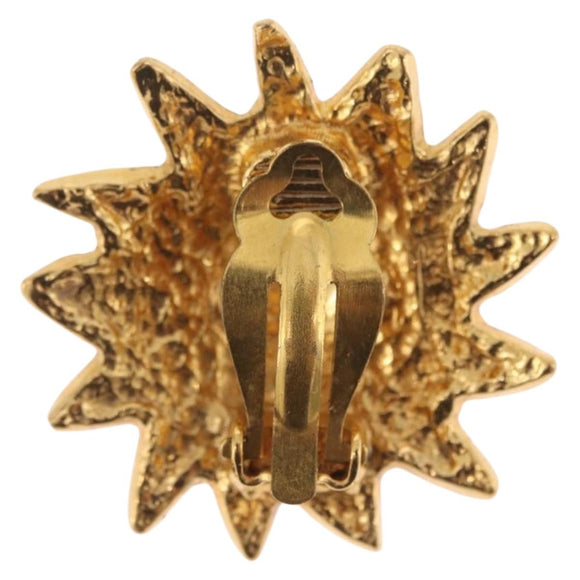 CHANEL Earring metal Gold CC Auth bs37738M
