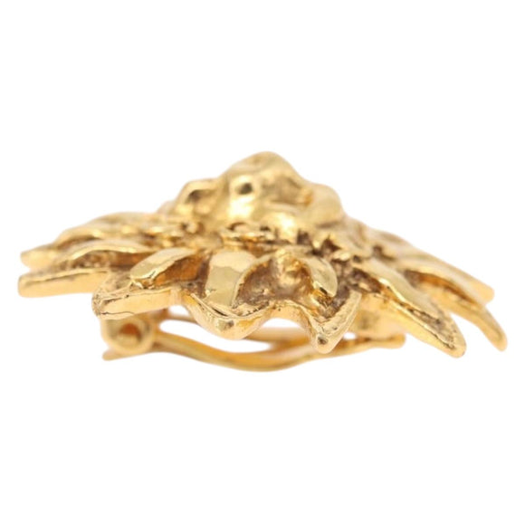 CHANEL Earring metal Gold CC Auth bs37738M