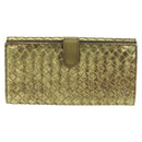 Bottega Veneta INTRECCIATO Long Wallet Leather Gold 134075 Auth bs37742-2