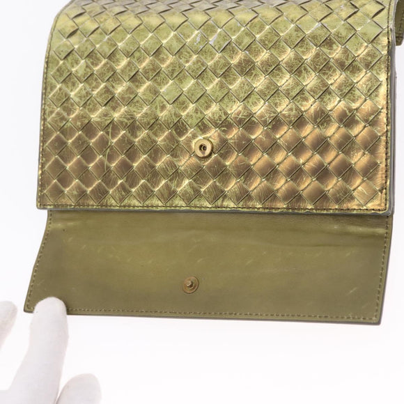 Bottega Veneta INTRECCIATO Long Wallet Leather Gold 134075 Auth bs37742