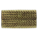 Bottega Veneta INTRECCIATO Long Wallet Leather Gold 134075 Auth bs37742-3