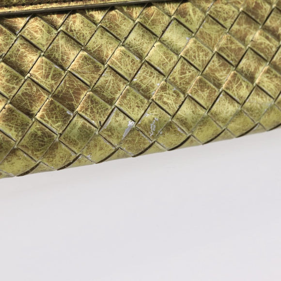 Bottega Veneta INTRECCIATO Long Wallet Leather Gold 134075 Auth bs37742