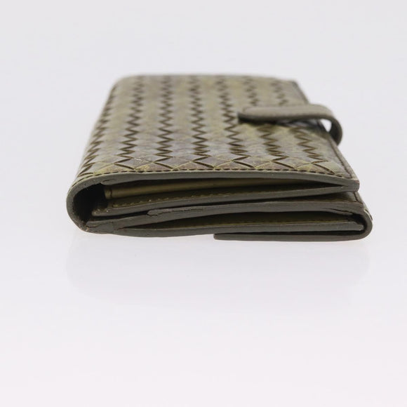 Bottega Veneta INTRECCIATO Long Wallet Leather Gold 134075 Auth bs37742