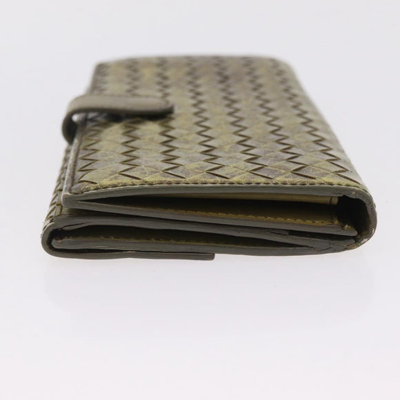Bottega Veneta INTRECCIATO Long Wallet Leather Gold 134075 Auth bs37742