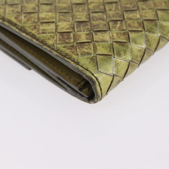 Bottega Veneta INTRECCIATO Long Wallet Leather Gold 134075 Auth bs37742
