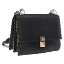FENDI Canay Chain Shoulder Bag Leather Black Silver 8M0381 Auth bs37743A-1