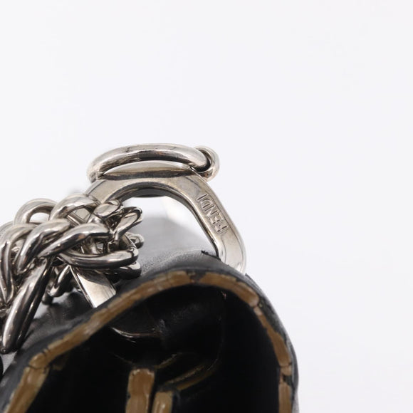 FENDI Canay Chain Shoulder Bag Leather Black Silver 8M0381 Auth bs37743A
