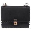 FENDI Canay Chain Shoulder Bag Leather Black Silver 8M0381 Auth bs37743A-2