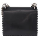 FENDI Canay Chain Shoulder Bag Leather Black Silver 8M0381 Auth bs37743A-3