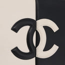 CHANEL CC Split Clutch Bag Lamb Skin Black White Gold CC Auth bs37748V-15
