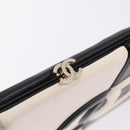 CHANEL CC Split Clutch Bag Lamb Skin Black White Gold CC Auth bs37748V-16
