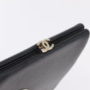 CHANEL CC Split Clutch Bag Lamb Skin Black White Gold CC Auth bs37748V-17