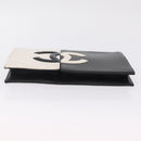 CHANEL CC Split Clutch Bag Lamb Skin Black White Gold CC Auth bs37748V-9