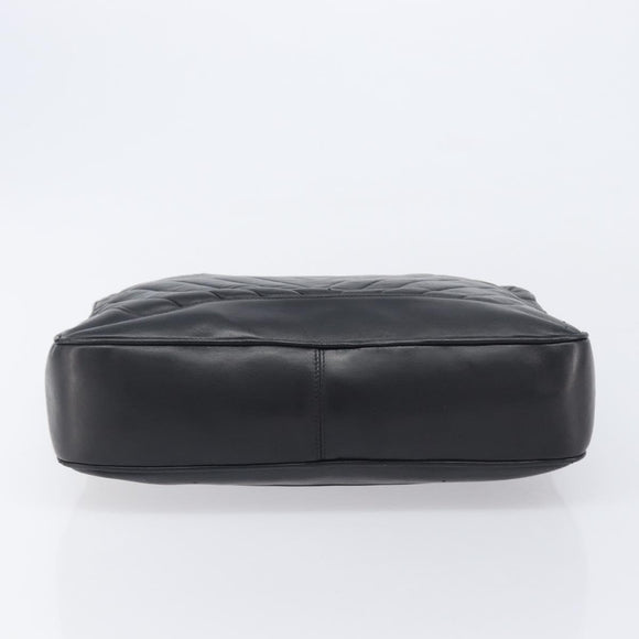 CHANEL V Stitch Hand Bag Leather Black Gold Tone CC Auth bs37749