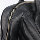 CHANEL V Stitch Hand Bag Leather Black Gold Tone CC Auth bs37749-16