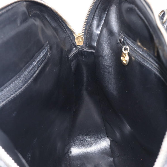 CHANEL V Stitch Hand Bag Leather Black Gold Tone CC Auth bs37749
