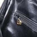 CHANEL V Stitch Hand Bag Leather Black Gold Tone CC Auth bs37749-22
