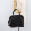 CHANEL V Stitch Hand Bag Leather Black Gold Tone CC Auth bs37749-26