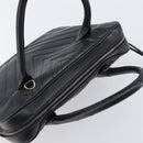 CHANEL V Stitch Hand Bag Leather Black Gold Tone CC Auth bs37749-6
