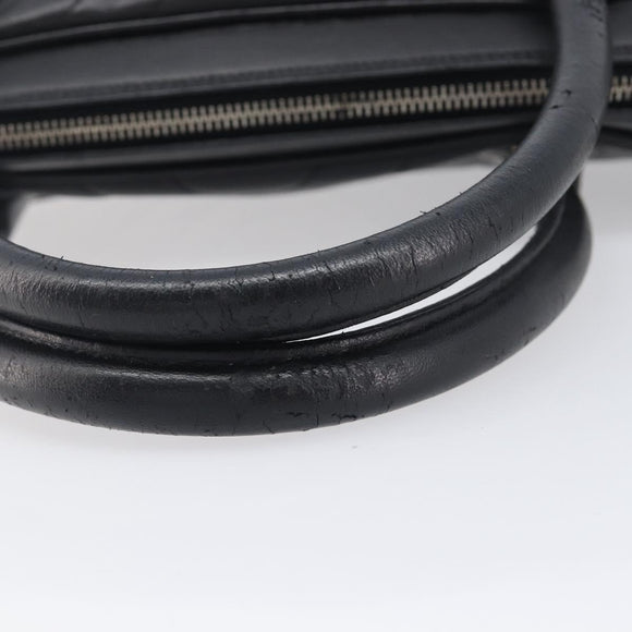 CHANEL V Stitch Hand Bag Leather Black Gold Tone CC Auth bs37749