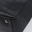 CHANEL Choco Bar Hand Bag Leather Black Silver CC Auth bs37750-10