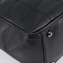 CHANEL Choco Bar Hand Bag Leather Black Silver CC Auth bs37750-11