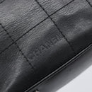CHANEL Choco Bar Hand Bag Leather Black Silver CC Auth bs37750-17