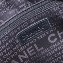 CHANEL Choco Bar Hand Bag Leather Black Silver CC Auth bs37750-18