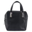 CHANEL Choco Bar Hand Bag Leather Black Silver CC Auth bs37750-2