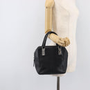 CHANEL Choco Bar Hand Bag Leather Black Silver CC Auth bs37750-26