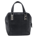 CHANEL Choco Bar Hand Bag Leather Black Silver CC Auth bs37750-3
