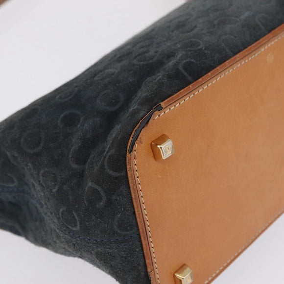 CELINE C Macadam Shoulder Bag Suede Green Gold Tone Auth bs37751