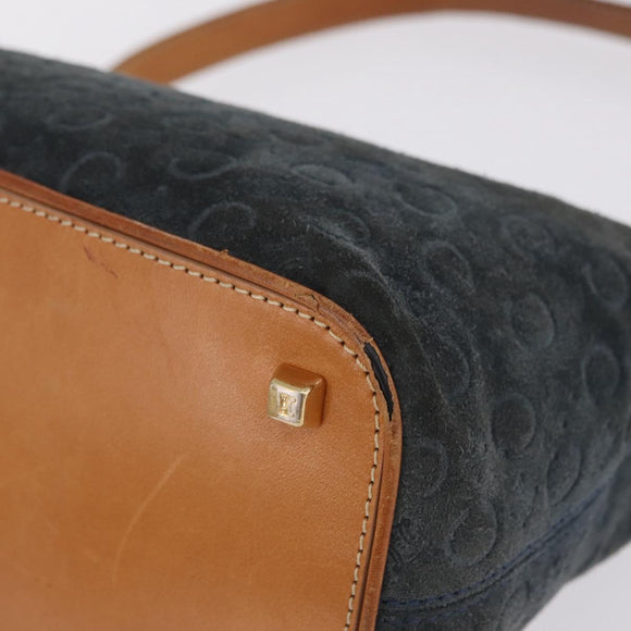 CELINE C Macadam Shoulder Bag Suede Green Gold Tone Auth bs37751